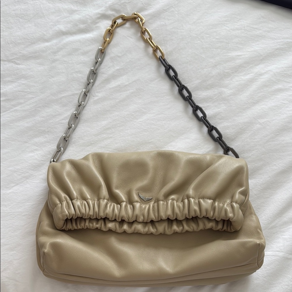Zadig & Voltaire Tan Shoulder Bag with Chain Strap